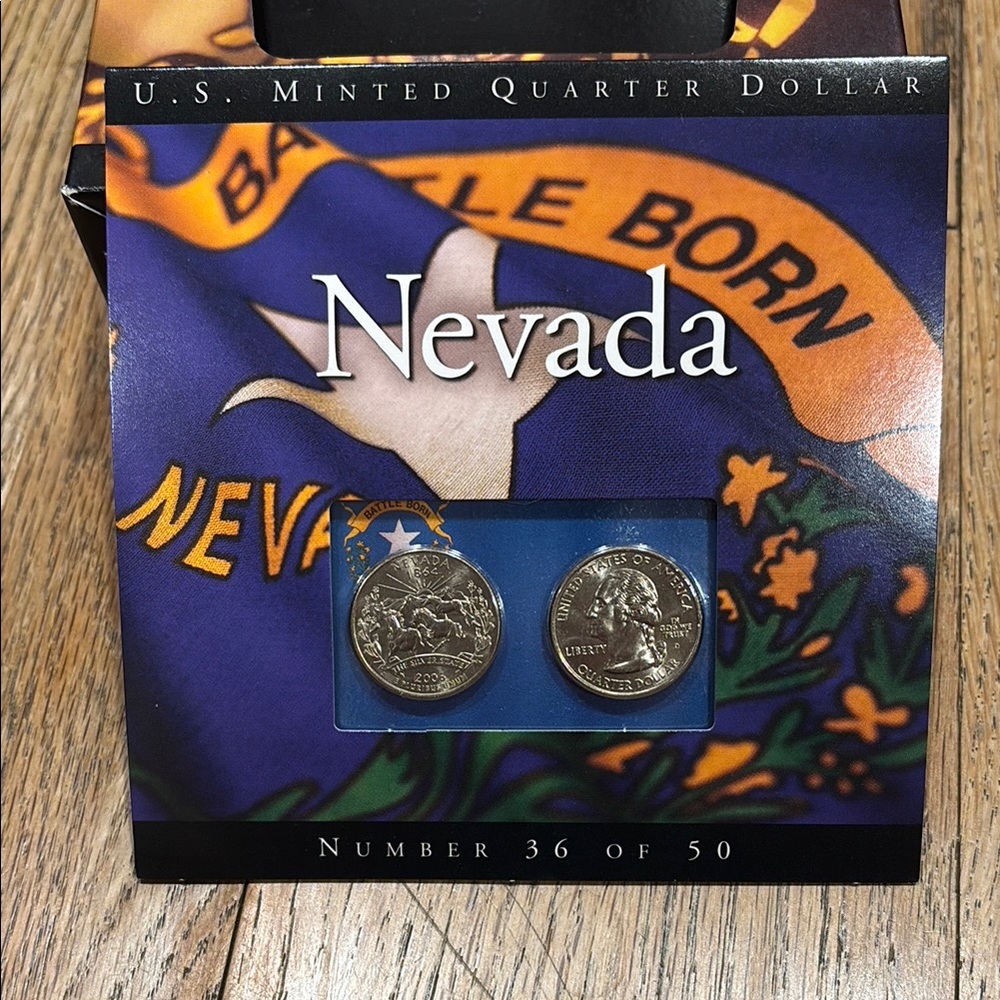 2006Nevada State Quarter Collectible Card - PD Blue & Orange Display